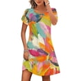thumbnail image 2 of gbyLJF Dress with Slits On Both Sides Dress Prom Plus Size Peplum Dress Floral Ruched Dress A01_Multicolor L, 2 of 5
