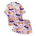 thumbnail image 5 of Puliio Womens Halloween Pajamas Set Candy Cute Bone Print Short Sleeve Sleepwear Button Down Loungewear 2 Piece Pjs Shorts Set, 5 of 5
