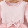 thumbnail image 5 of Girls Long Sleeve Tulle Dress with Bow Glitter Ruffle Sleeves Birthday Party Princess Dress Polyester Pink,Size 4-5 T, 5 of 7