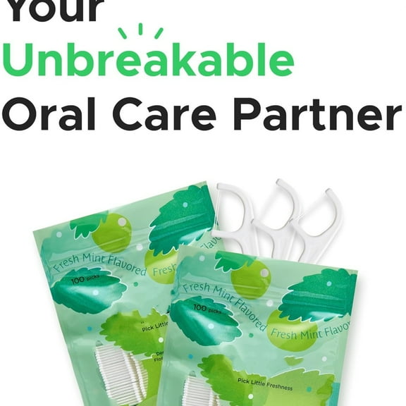 Xylitol Floss Picks, Unbreakable, Shred-Resistant, Resealable, Unique Flavored Dental Flossers for Adults, Portable