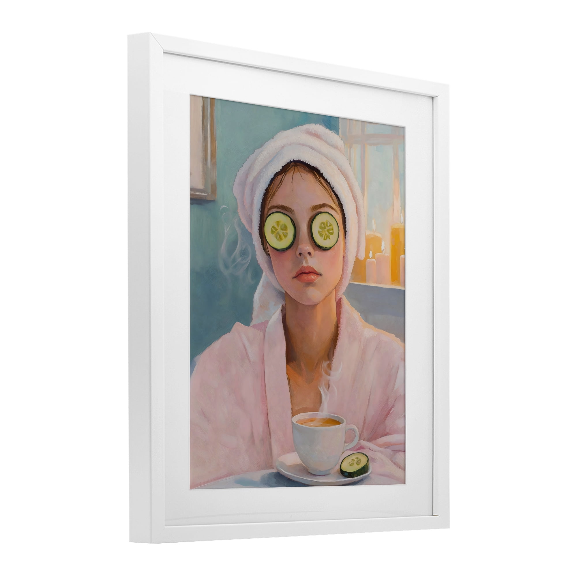 Stupell Industries Spa Day Cucumber Self Care White Framed Print Under Glass, design by The Prints Vibe