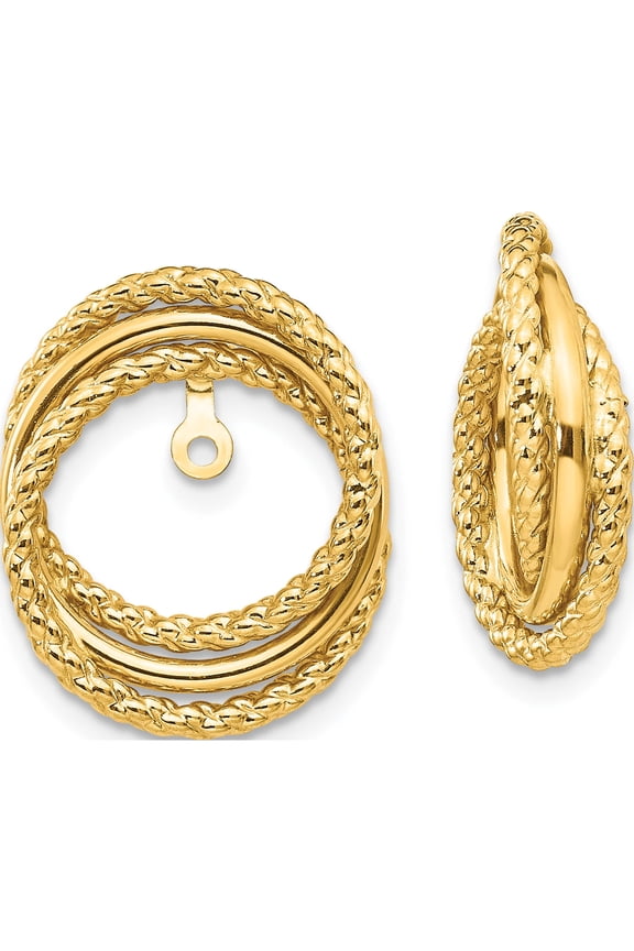 14K Yellow Gold Polished & Twisted Fancy Earring Jackets (16 X 12) Made In United States t585j