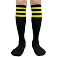 thumbnail image 6 of Couver Women's Triple Striped Knee High Tube Cotton Socks, Black Bright Yellow, 9-11, 2 Pairs, 6 of 9