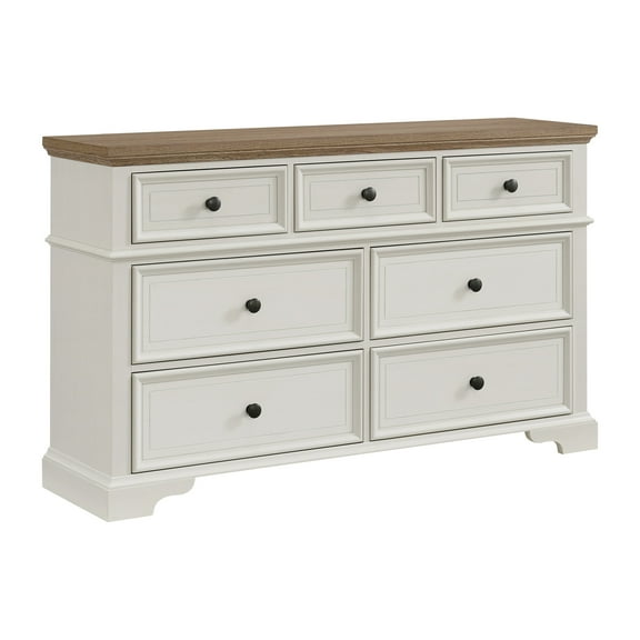 Picket House Furnishings Ulysses Youth 7-Drawer Dresser in Brown and White