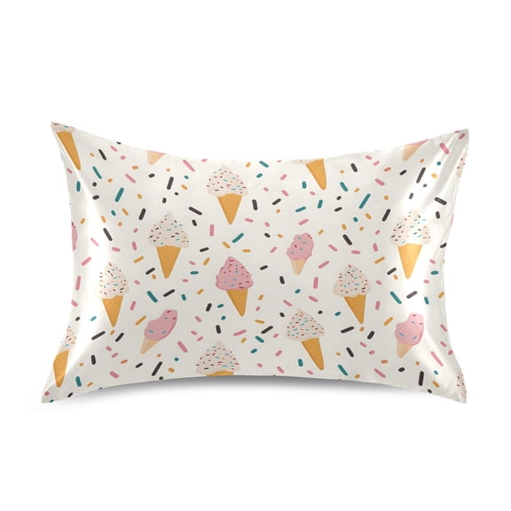 Ryvnso Satin Pillowcase Cartoon Ice Cream Pillow Cases Standard Size 26x20in