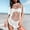 White, variant on Womens Sheer Mesh Swimsuit Cover Up Short Sleeve See Through Beach Bikini Coverup Lightweight Summer Dress