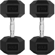 RitFit Rubber Hex Dumbbell Weight 5-60 LBS with Metal Handle for Strength Training, Full Body Functional Workouts