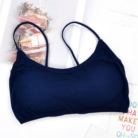 

Beauty Back for Small Chest Fitness Yoga Bra Sports Bra Underwear for Women Lingerie with Chest Pad Sexy Backless Bra Suspenders Bra NAVY BLUE
