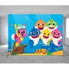 Babyshark backdrop party theme, 7x5ft, blue sharks decoration, big poster theme, Happy birthday, room poster