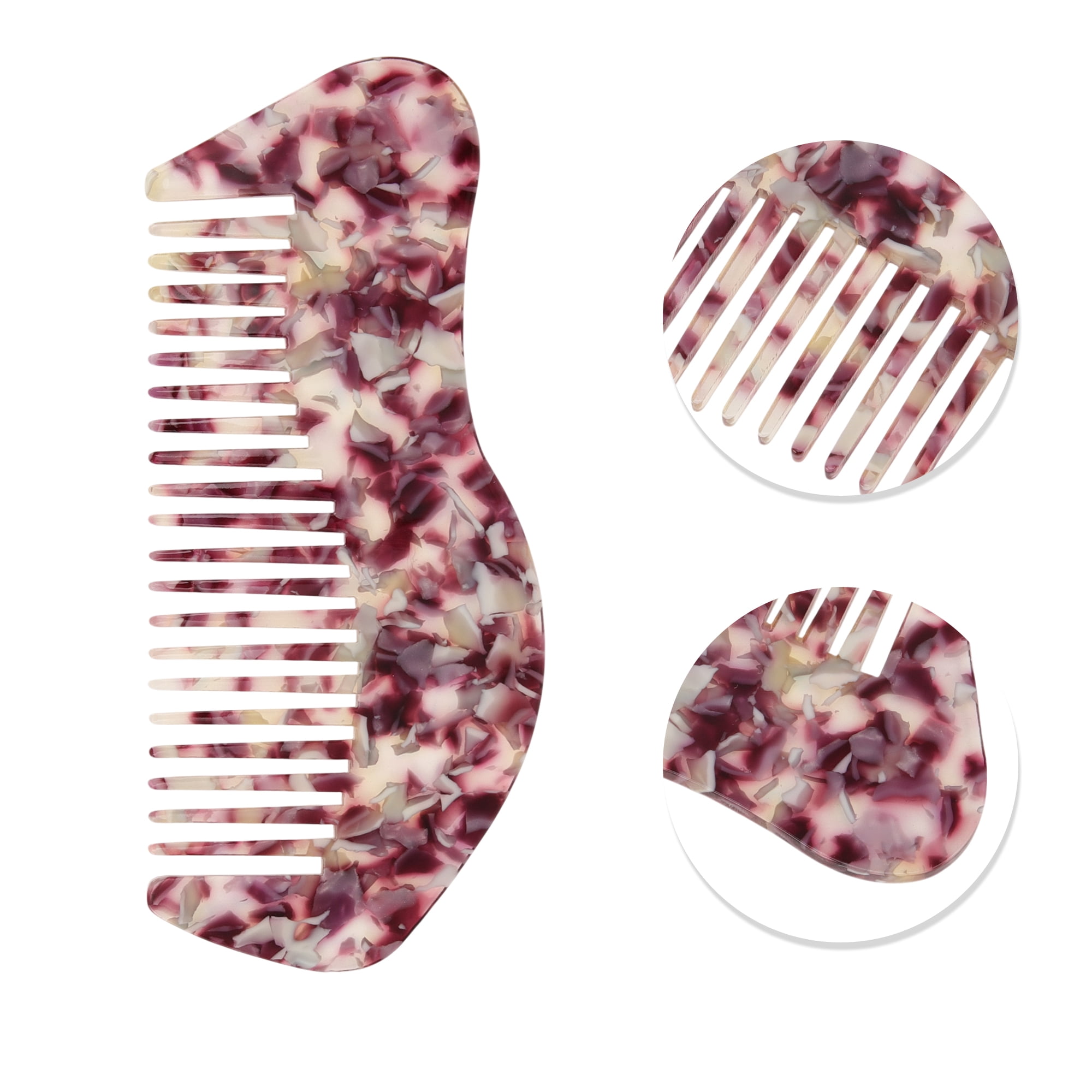 Unique Bargains 1 Pc Portable Special Shape Hair Comb for Making hair Smooth Purple, White