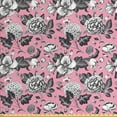 thumbnail image 1 of Floral Fabric by the Yard, Vintage Big Garden Flowers with Leaves Tulips Buds Art Sketchy Image, Decorative Upholstery Fabric for Sofas and Home Accents, Coral Black and White by Ambesonne, 1 of 4