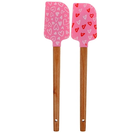 

FRCOLOR 2pcs Silicone Cake Spatulas Butter Spatulas Wooden Handle Cake Scrapers Pastry Tools