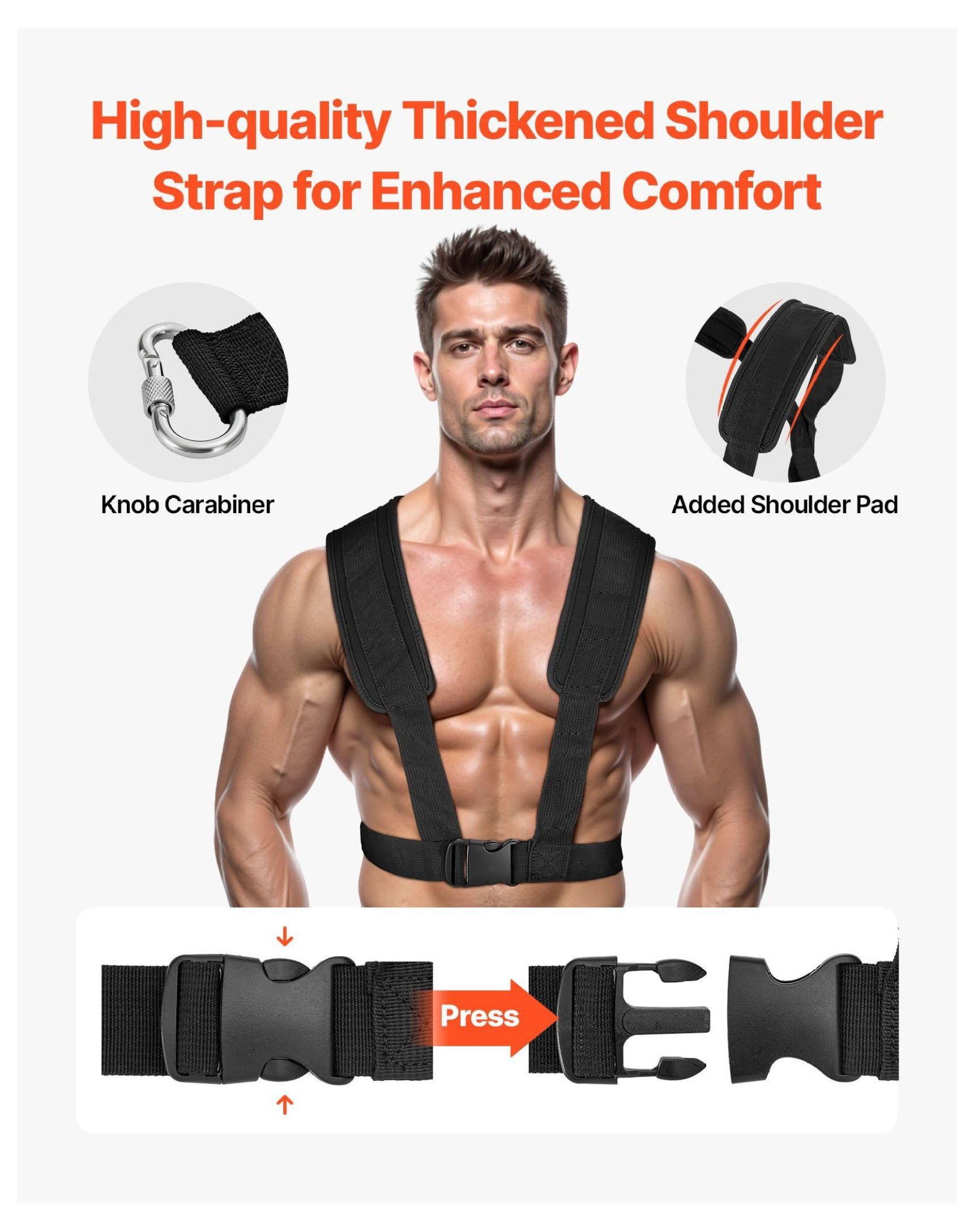 Weight Sled, Power Pull Sled for Fitness, Strength Training Sled - Orange/Black, 2 inch Plate Compatible, Heavy Duty Steel, Full Body Workout