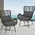 thumbnail image 1 of Patio Chairs Set of 2, All Weather Rattan Wicker Dining Chairs with Soft Cushions, Armrest, Outdoor Dining Chairs for Garden, Pool, Backyard, Lawn, Porch, Grey, 1 of 6