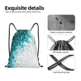 thumbnail image 5 of Drawstring Backpack - Teal Glitter on White Splash Proof Small Drawstring Gym Bag for Women Men, Cinch Sports String Bag Backpack for Travel Swimming Beach, 5 of 8