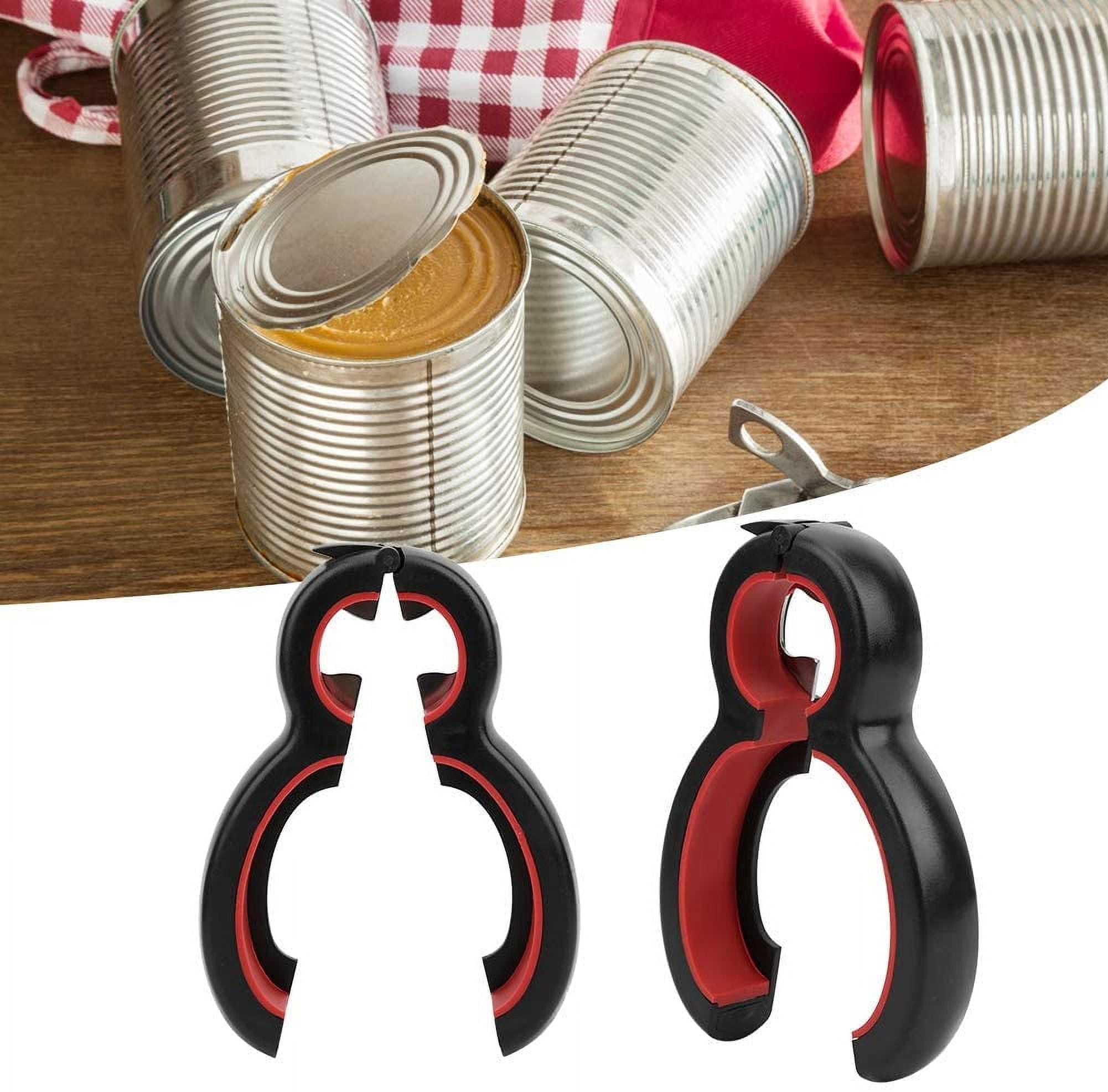 FRKSMD-Manual Can Opener , Black Red Portable Handheld Bottle Opener Kitchen Tool for Can Pull Rings for Can Lids