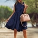 thumbnail image 4 of Vestido Midi De Verano Vestido elegante para mujer Vestido casual con volantes Vestido suelto Club Party Dress (Azul marino L) Cgtredaw para Mujer Azul marino T L, 4 of 6