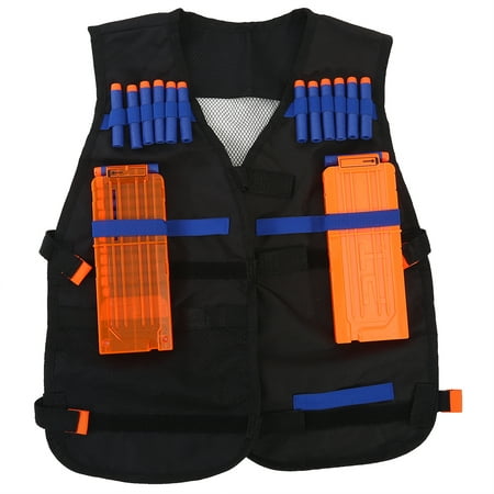 Knifun Adjustable Tactical Vest Jacket Accessories Kit, Adjustable Boys Vest for Oxford Fabric with1pc darts strap + 2 pcs reload clips + 40 pcs bullet