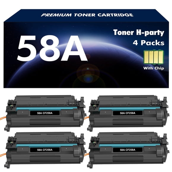 Cartucho de tóner H-Party CF258A 58A negro, paquete de 4