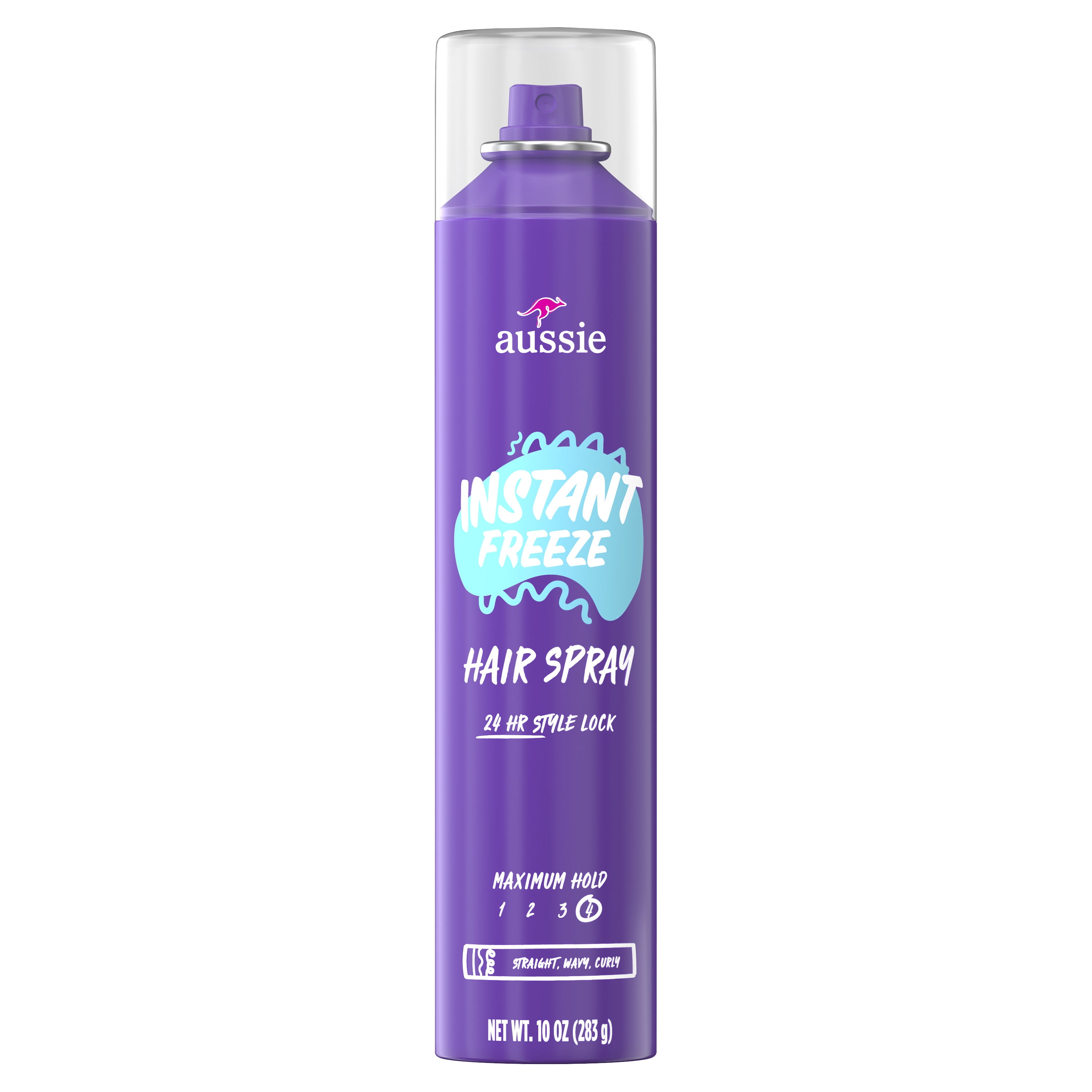 Aussie Instant Freeze Hair Spray for Curly Hair, Straight Hair, and Wavy  Hair, 10 oz 