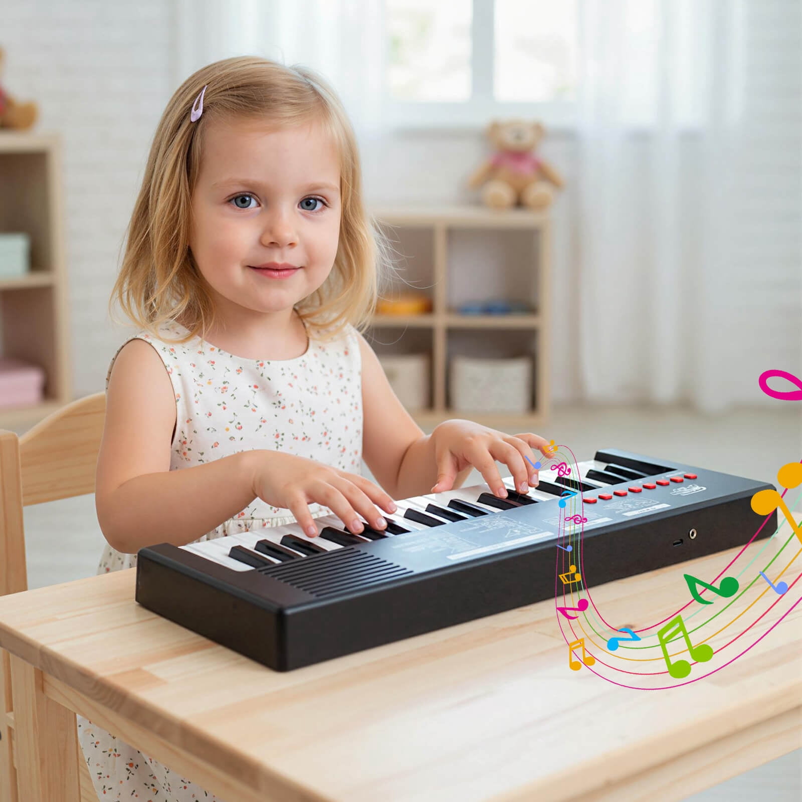 Costway Kids Piano Keyboard with 8 Rhythms 8 Tones 22 Demos for 3+ Years Old Boys & Girls Black