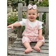 thumbnail image 6 of Loicainy Baby Toddler Girl Fake-two Romper 3 6 9 12 18 Months Floral Short Sleeve Jumpsuit and Bow Headband 2 Piece Set, 6 of 10