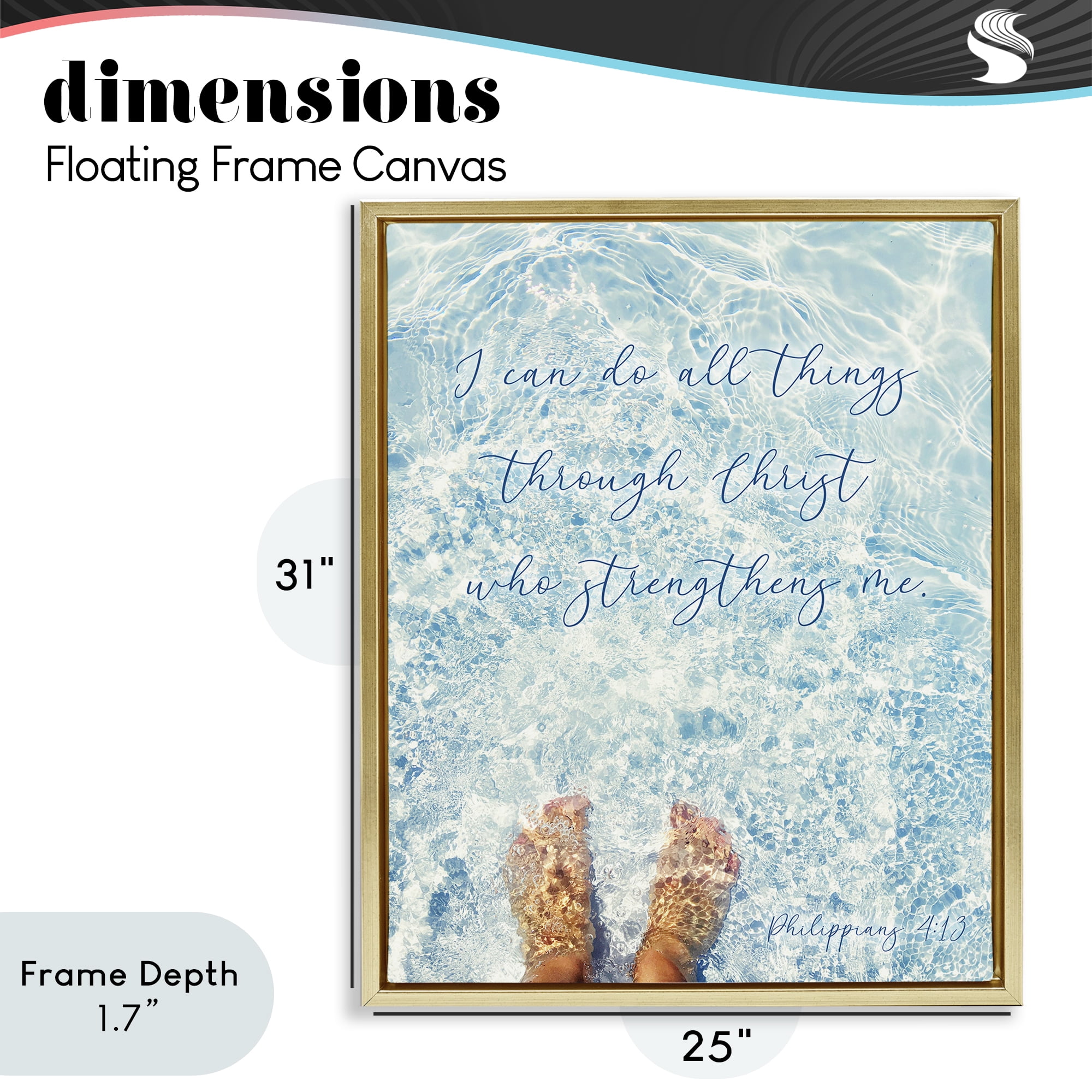 Stupell Industries I Can Do All Things Gold Framed Floater Canvas Wall Art, design by Sarah Jane