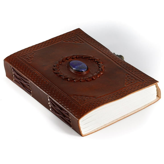 KPL Leather Journal Handmade leather Diary Stone journal Blank pages notebook scrapbook sketchbook notepad book of shadows hocus pocus book spell book gifts for men and women (8 x 6 Inches)