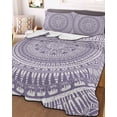 thumbnail image 3 of Quilts King Size, Purple Boho Soft Comforter Bedding Set for Bed, Mantoro Flower Modern Abstract Bohemian Floral Lightweight Quilted Bedspread with Pillow Cover(2 Pieces) for All Season, 96x106 Inch, 3 of 6