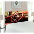 thumbnail image 2 of Cars Headboard, Interior of an Antique Classic Aged Car Exquisite Control Board Details Retro Picture, Upholstered Decorative Metal Bed Headboard with Memory Foam, Twin Size, Red Grey, by Ambesonne, 2 of 4