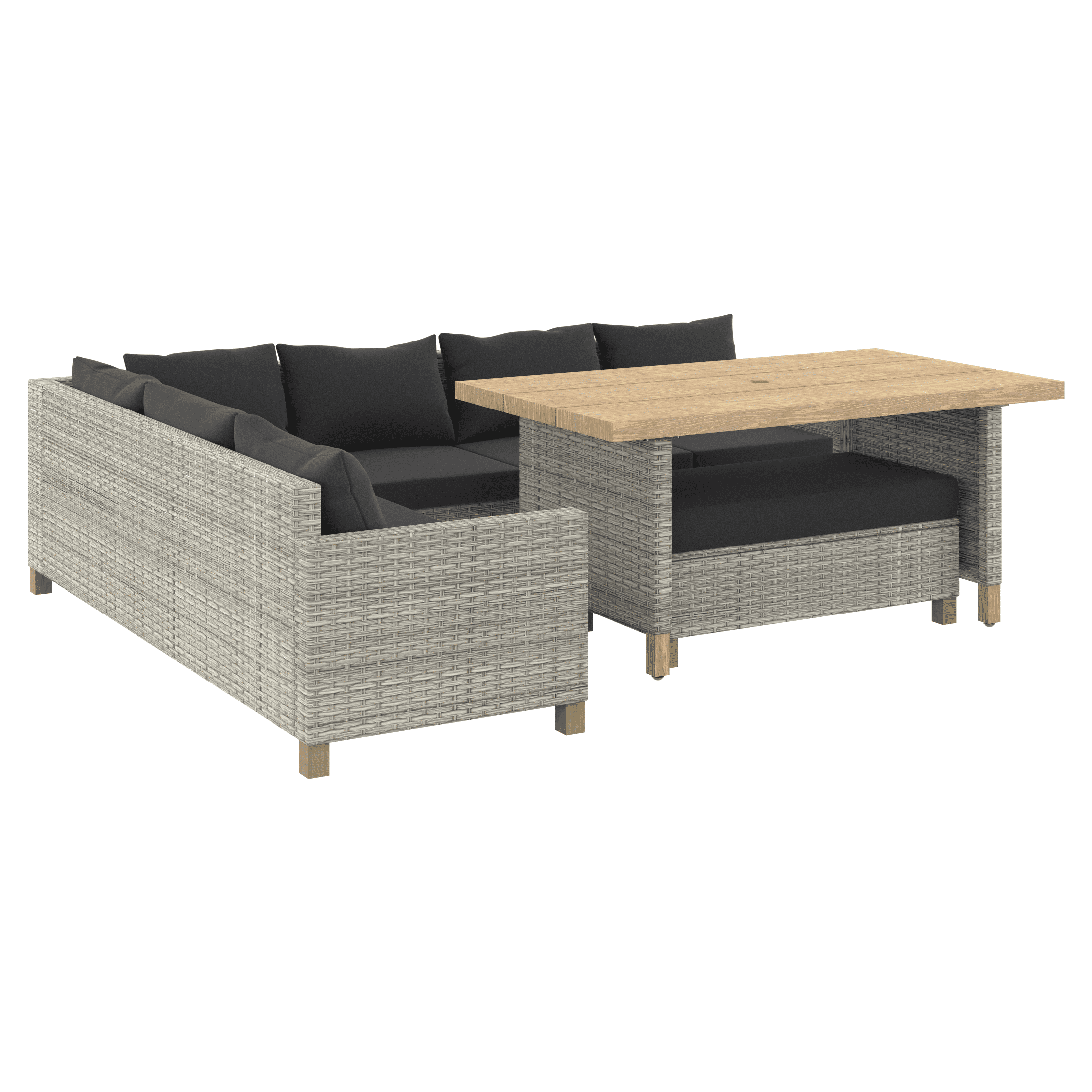 Better Homes & Gardens Brookbury 4-Piece Steel Outdoor Sectional Dining Set with Covers and Cushions, Charcoal