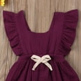 thumbnail image 3 of EYIIYE Baby Girls Summer Ruffles Romper Fly Sleeve Lacing Up Bow Jumpsuits, 3 of 5
