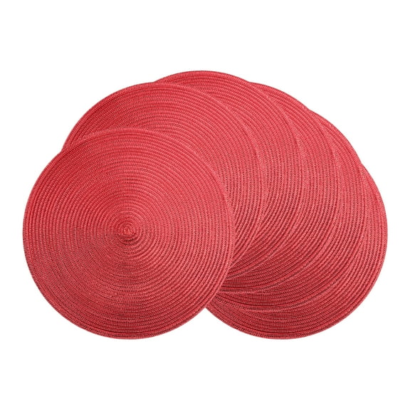 Unique Bargains Set of 6 Farmhouse Placemats Woven Table Mats for Kitchen Red