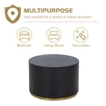 thumbnail image 3 of Williamspace Black Coffee Table with Gold Rim Bottom End Table Round Wood Side Table for Living Room Bedroom, 3 of 5