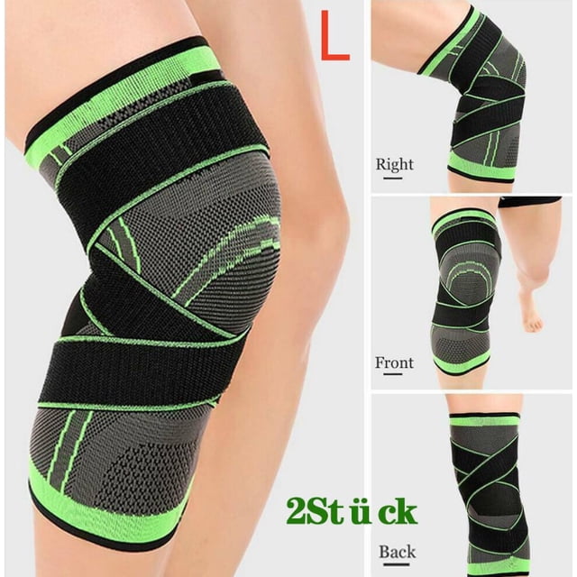 2x vendaje para rodilla, vendaje de soporte para rodilla, vendaje deportivo de compresión para el dolor, rodilleras, L (circunferencia de la pierna: 45-50 cm)