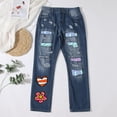 thumbnail image 2 of YDLCAFD Flower Printing Jeans For Women Pull On Mid Rise Stretch Classic Jeans S 5XL M, 2 of 5