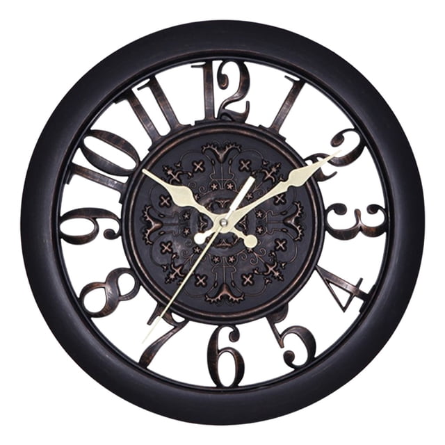 Reloj de pared 11 pulgada movimiento silencioso que no hace tictac a decoración del hogar / pared, de leer, decorar dormitorio Negro SM SunniMix Reloj de pared retro