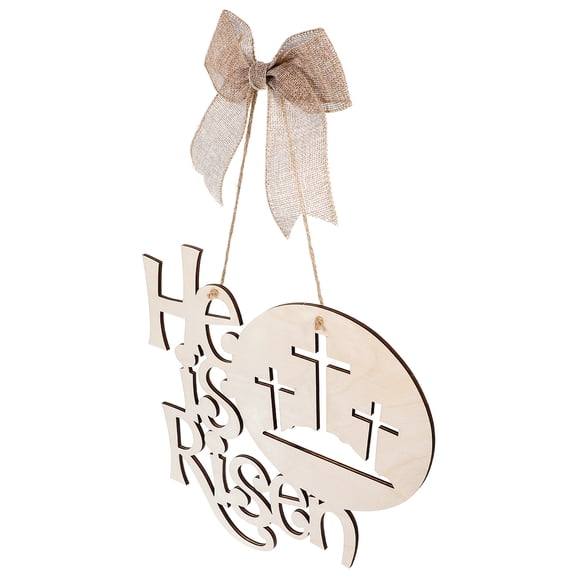 NUOLUX Beige Wooden Easter Wreath Decorative Gar Hanging Decor for Doors Windows and Walls