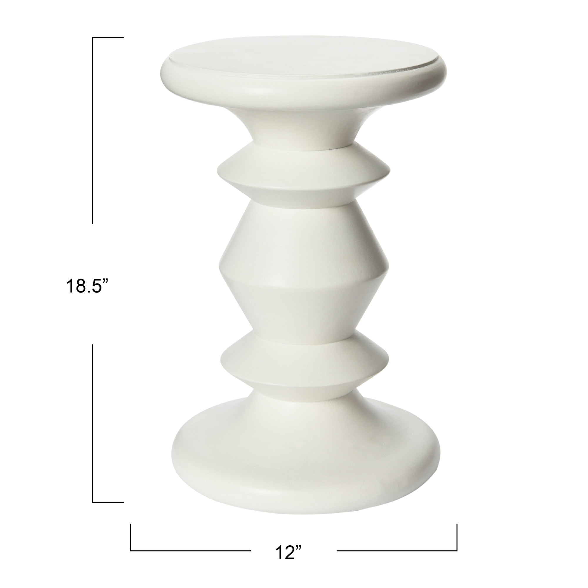 Creative Co-Op Berns Mid Century Modern Solid Wood End Table or Stool, Distressed White Finish