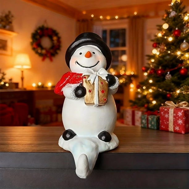 Christmas Snowman Hooks Decorative Resin Snowman Mini Ornament Gift Christmas Gift Boxes