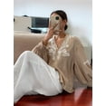 thumbnail image 3 of Women'S Embroidered Linen Shirts Button Up Sleeve V Neck Boho Blouse  XL, 3 of 8