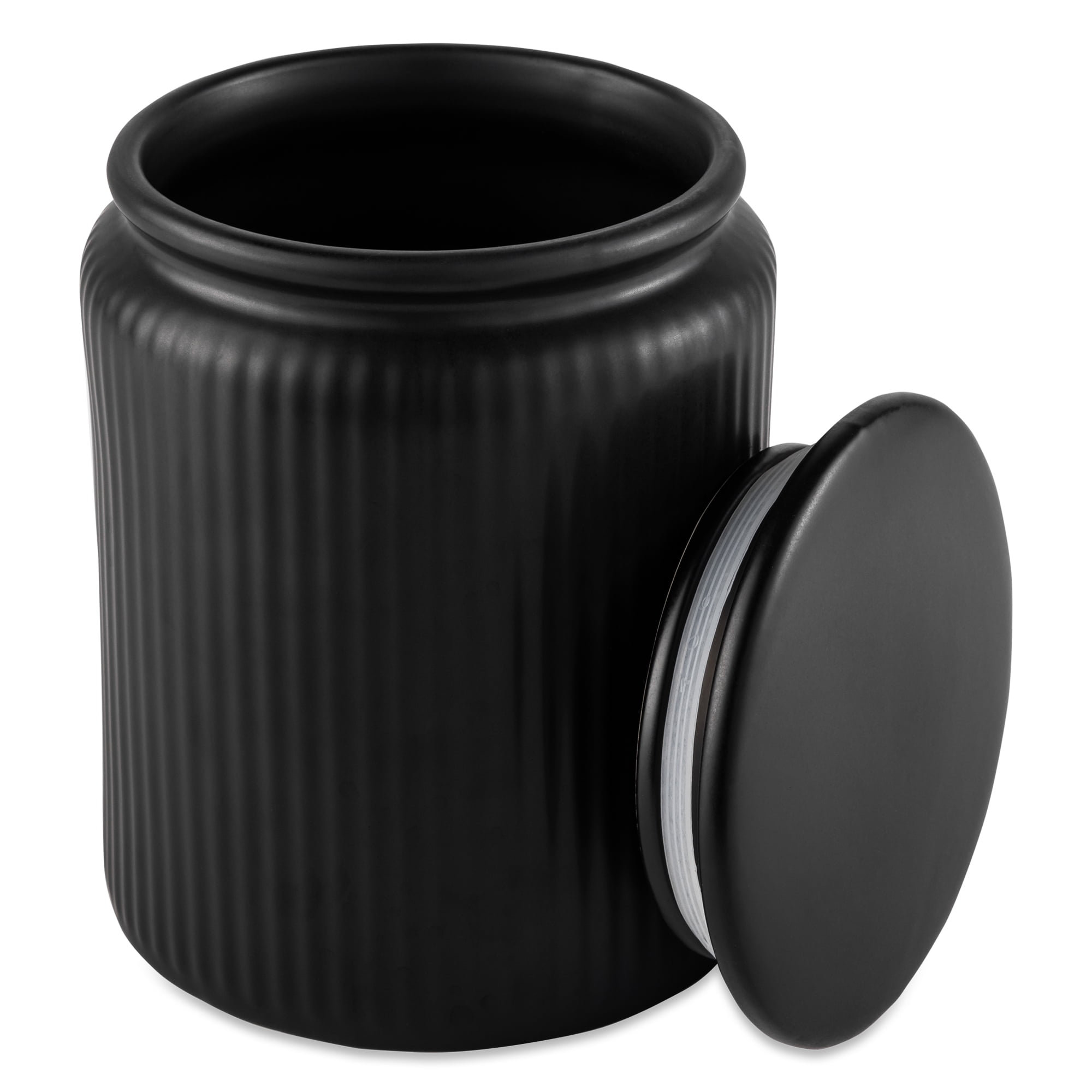 Thyme & Table Large (1.9 L) Ceramic Ribbed Kitchen Organization Jar, Multi-Purpose Kitchen Storage and Organization Solution