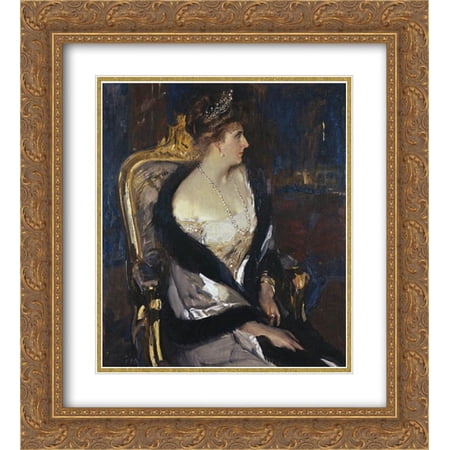 Joaquin Sorolla 2x Matted 20x22 Gold Ornate Framed Art Print 'Queen Victoria Eugenia of Spain'