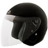 Vented Open Face Motorcycle Helmet, Gloss Black (Medium)