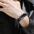 thumbnail image 1 of Pulsera para hombres y mujeres, pulsera envolvente de cuero sintético para hombres, mujeres, adolescentes, niños y niñas, cierre de acero inoxidable, Hebilla de plata, 1 of 8