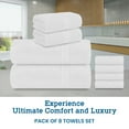 thumbnail image 5 of Casa Lino 8Pc Premium Bath Towel Set (2 Bath Towels, 4 Washcloths, 2 Hand Towels) - 100% Cotton, 400GSM & Ultra Absorbent (White), 5 of 6