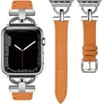 thumbnail image 1 of ANTHOUSELeather Band Compatible with Apple Watch Band Women 38mm 40mm 41mm 42mm 44mm 45mm 49mm(Ultra), Dressy Leather Strap with D-Shape Metal Buckle for iWatch Bands Series 8 SE 7 6 5 4 3 2 1, 1 of 12