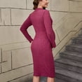 thumbnail image 4 of Women's Maternity Dress Long Sleeve Sweater Dress Button Ribbed Knit Slim Fit Elegant Midi Dresses, 4 of 5