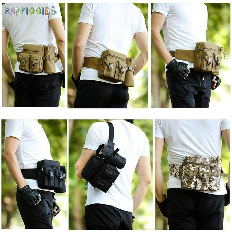 Outdoor Fanny Pack Hiking Fishing Waist bag 2 Water Bottle Holder