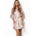 thumbnail image 5 of Turquaz Linen White Peach Satin Kimono Short Robe, 5 of 5